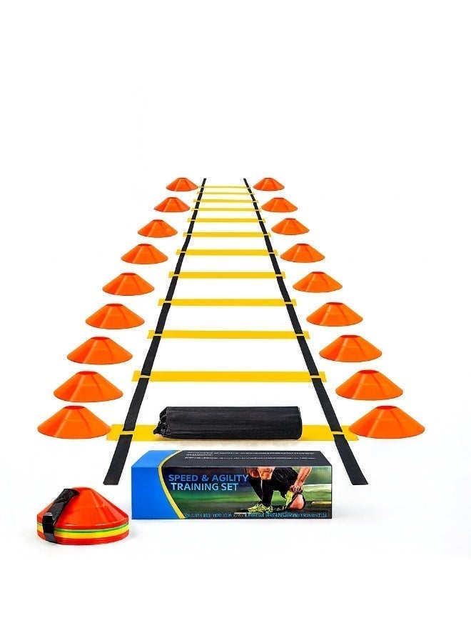 Sisily Agility Training Ladder 6m with 12 Rungs & 20 Cones – Speed, Footwork & Coordination Training Equipment Set - Image 1